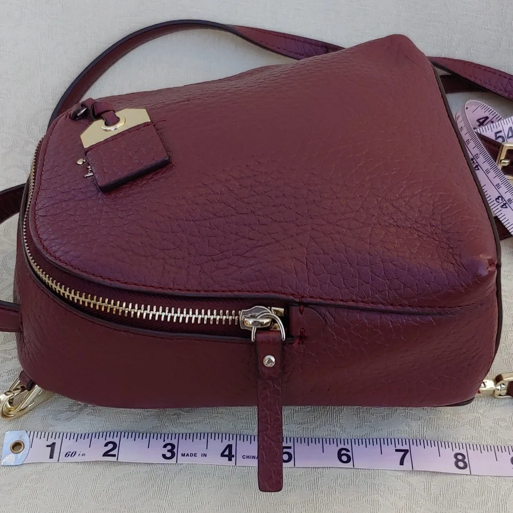 Kate Spade New York Mini Caden Carter Leather Women's Backpack Bag in Burgundy - Picture 7 of 16